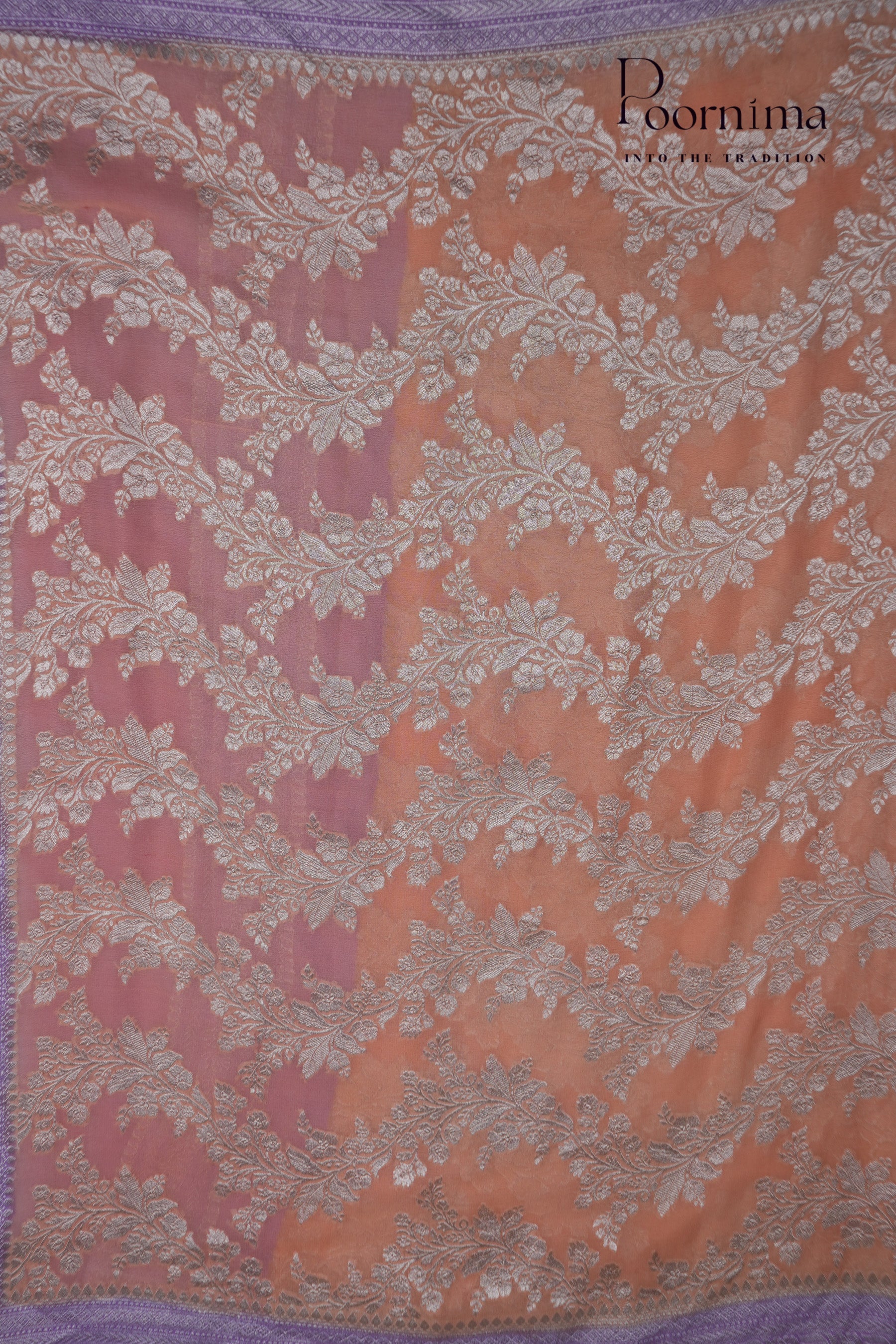 KHADDI GEORGETTE SAREE- PEACH