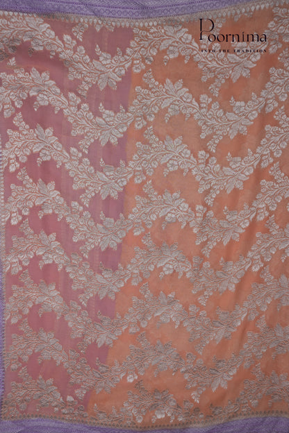 KHADDI GEORGETTE SAREE- PEACH