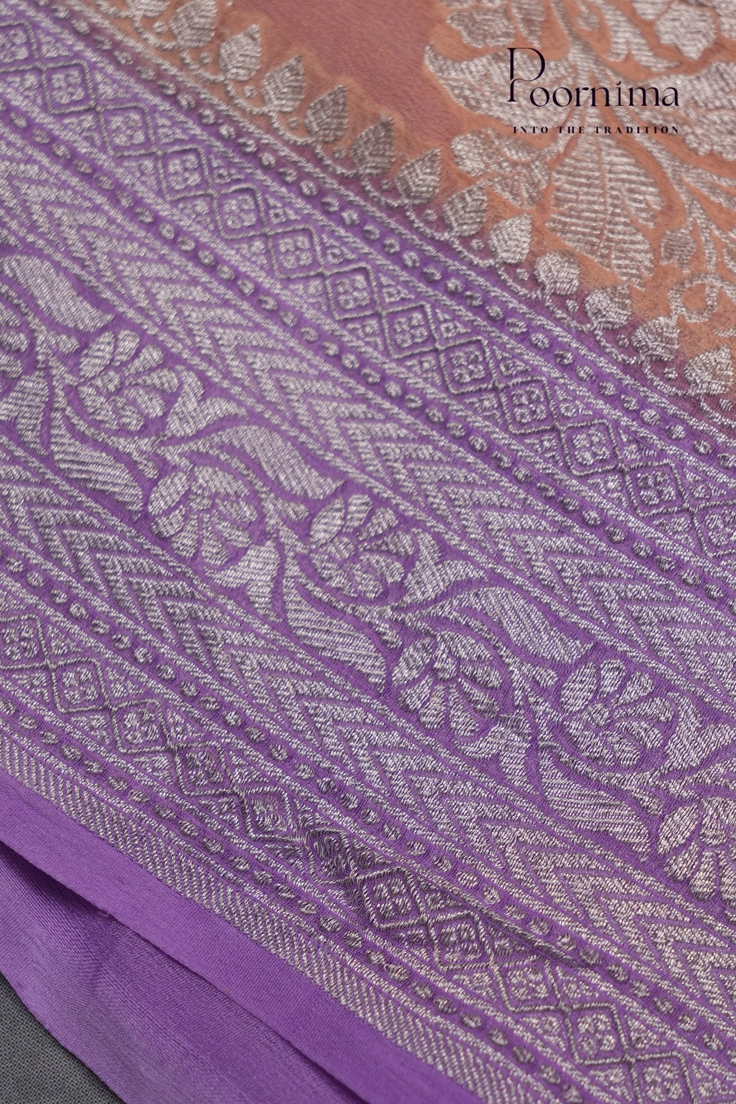 KHADDI GEORGETTE SAREE- PEACH