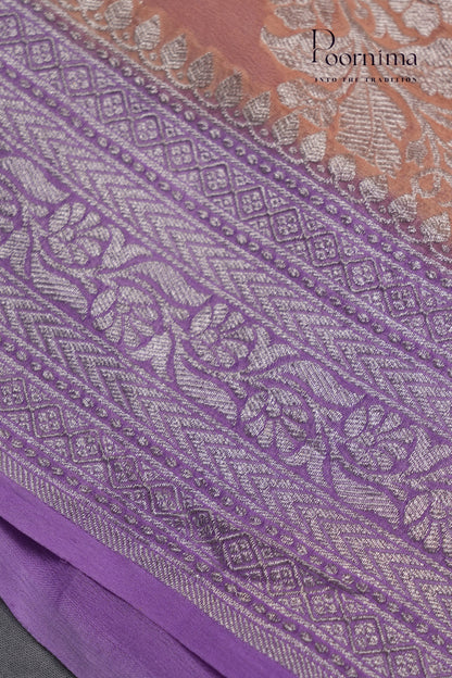 KHADDI GEORGETTE SAREE- PEACH