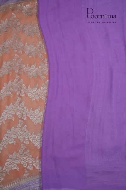 KHADDI GEORGETTE SAREE- PEACH