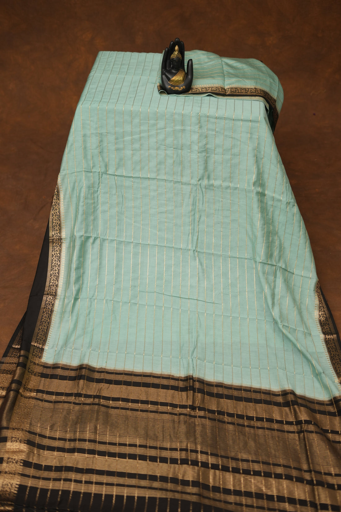 SEMI MYSORE CRAPE SAREE-SEA GREEN