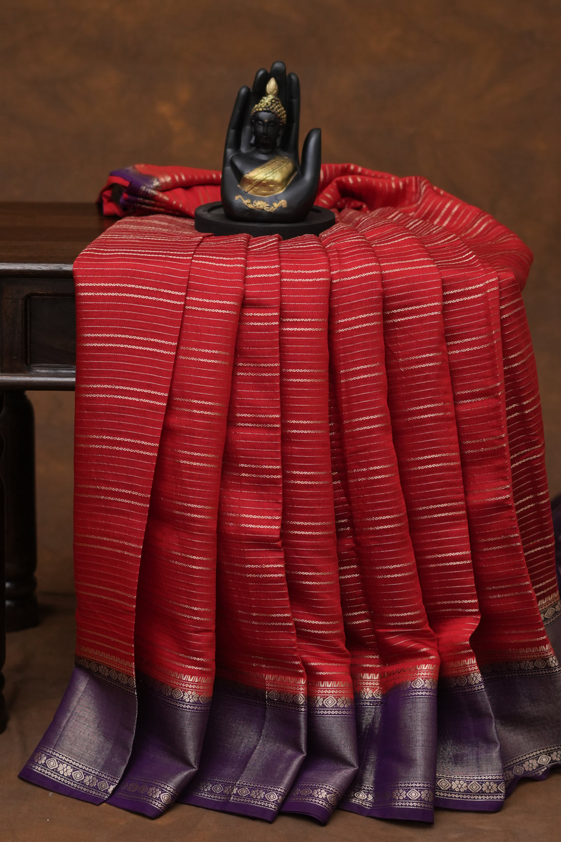 SEMI MYSORE CRAPE SAREE-RED