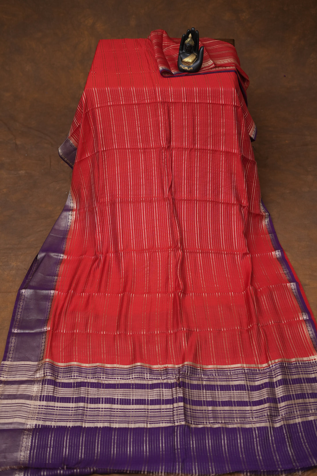 SEMI MYSORE CRAPE SAREE-RED