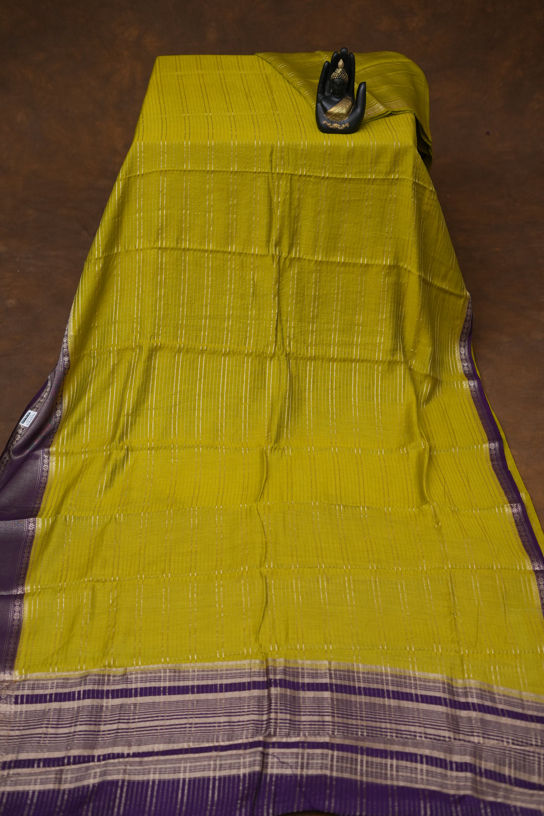 SEMI MYSORE CRAPE SAREE-LEMON YELLOW