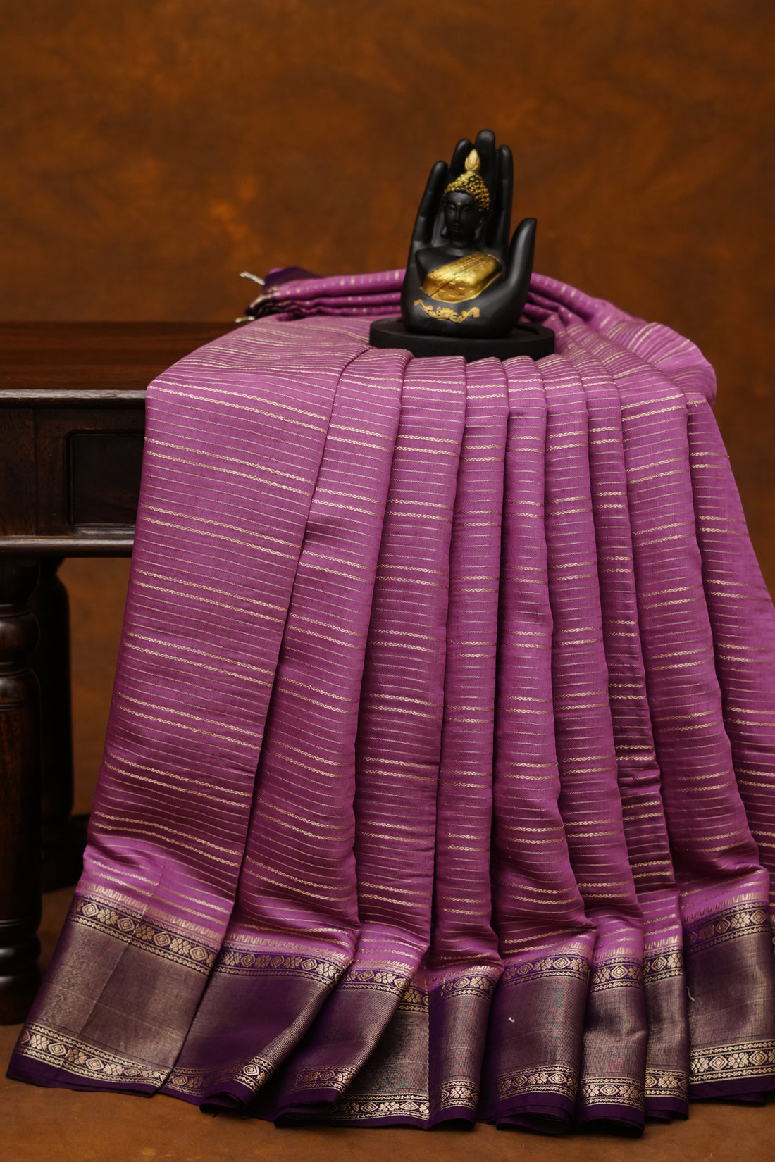 SEMI MYSORE CRAPE SAREE-MAGENTA PINK