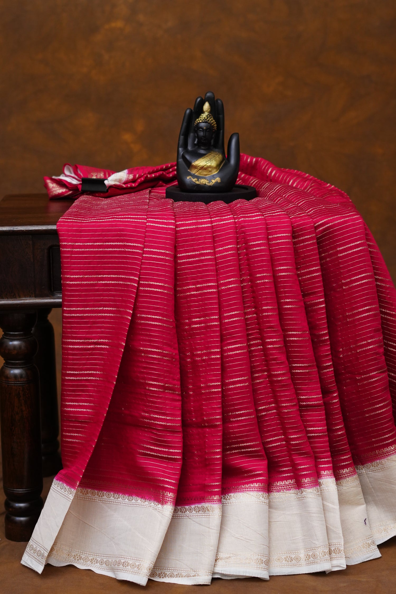 SEMI MYSORE CRAPE SAREE-RANI PINK