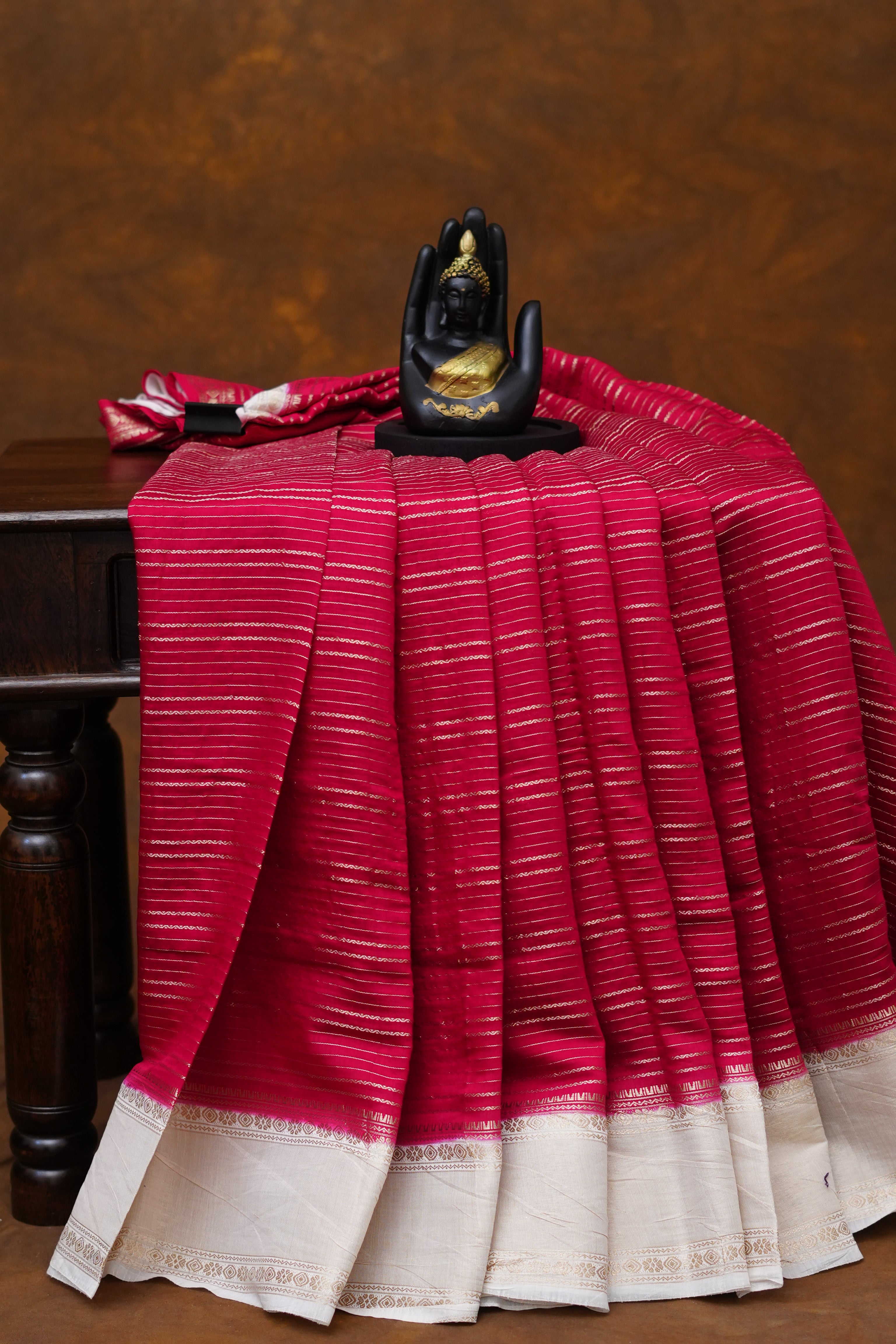 SEMI MYSORE CRAPE SAREE-RANI PINK