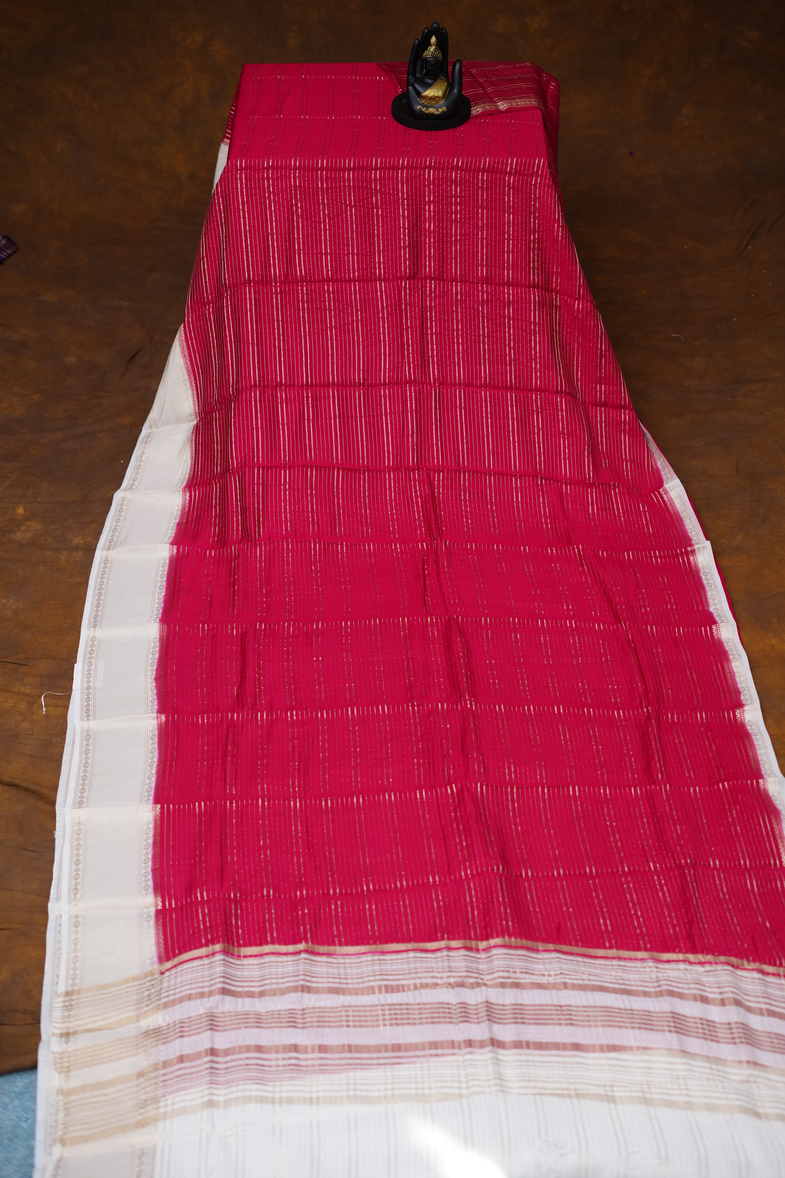 SEMI MYSORE CRAPE SAREE-RANI PINK