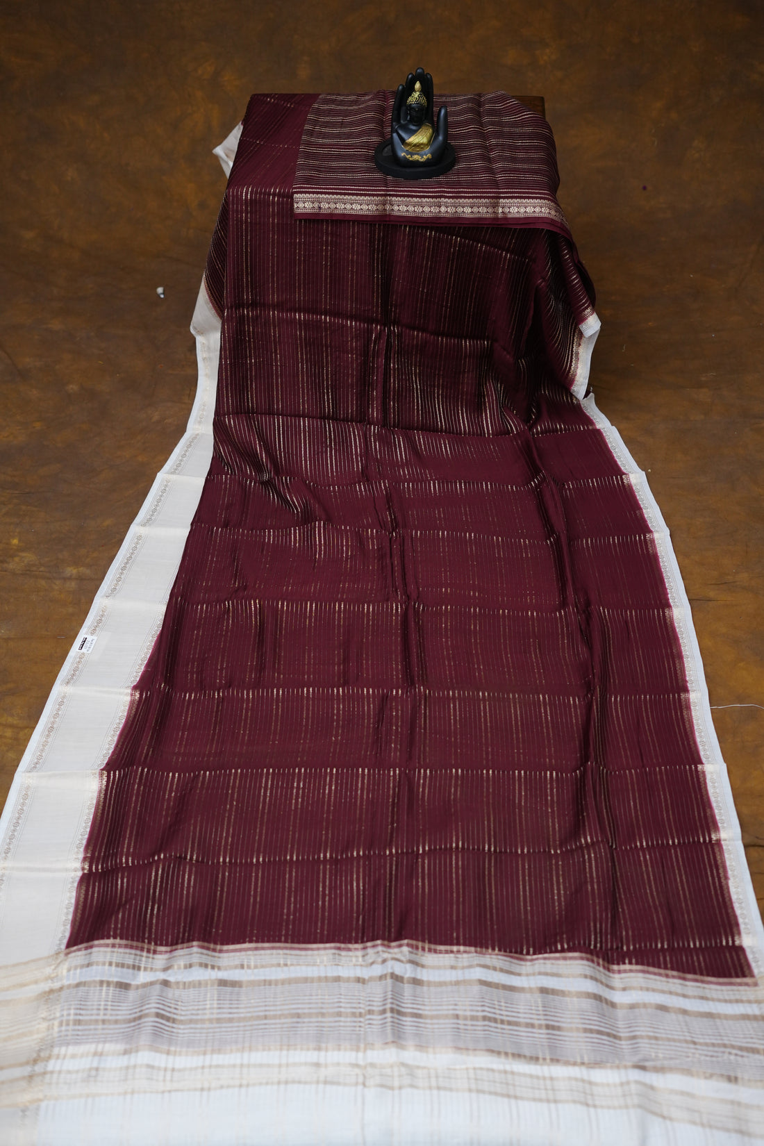 SEMI MYSORE CRAPE SAREE-BROWN