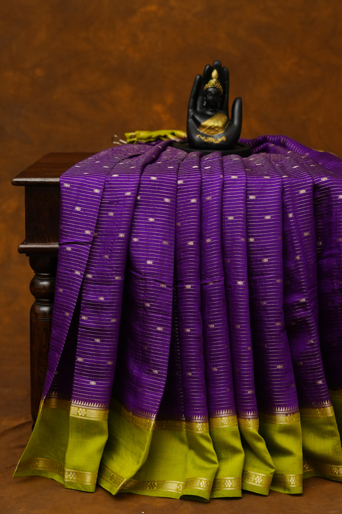 SEMI MYSORE CRAPE SAREE-TRUE PURPLE