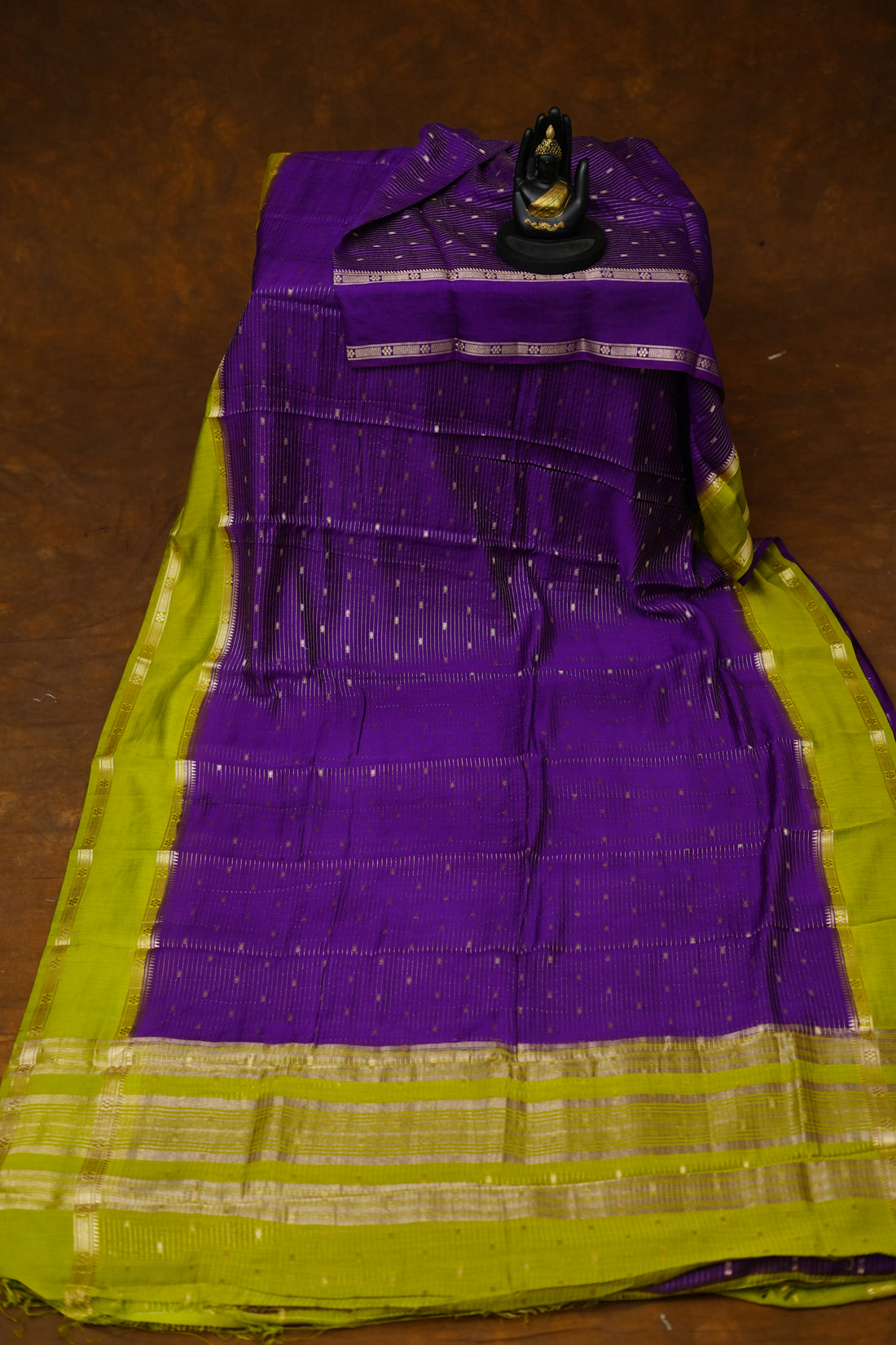 SEMI MYSORE CRAPE SAREE-TRUE PURPLE