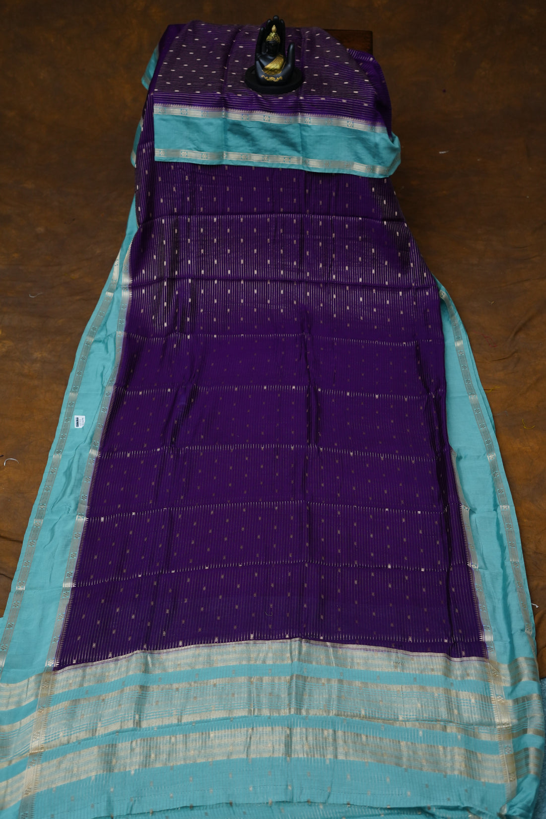 SEMI MYSORE CRAPE SAREE- BRINJAL