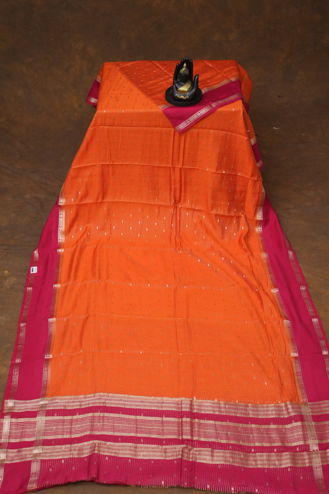 SEMI MYSORE CRAPE SAREE-ORANGE