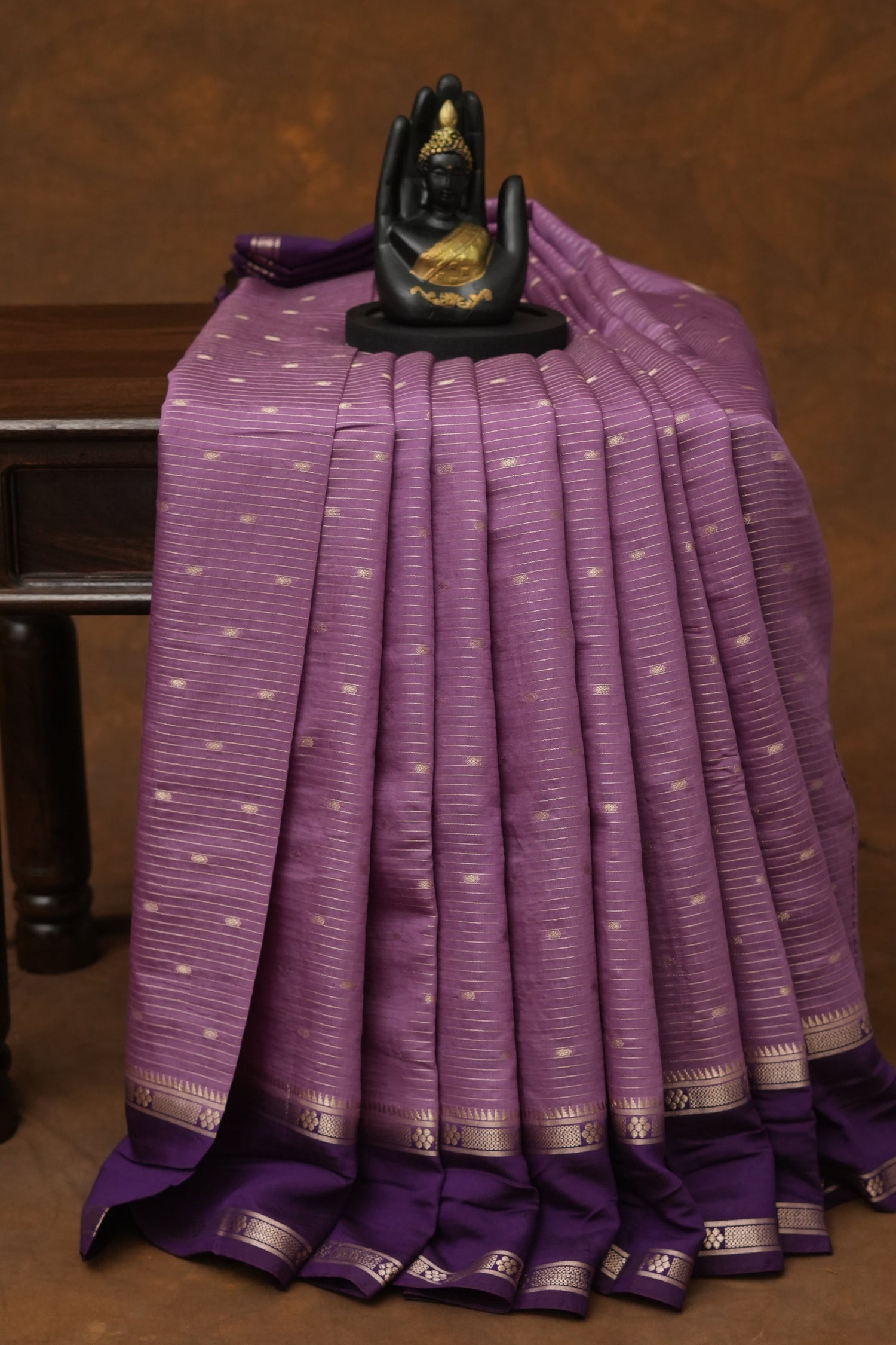 SEMI MYSORE CRAPE SAREE-PURPLE LAVENDER