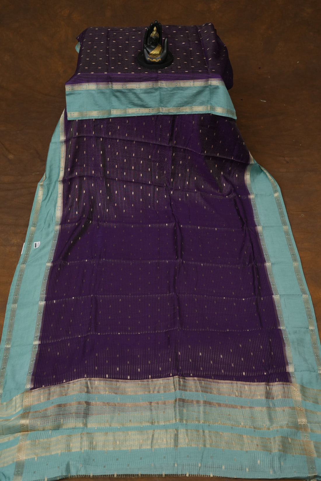 SEMI MYSORE CRAPE SAREE-BLUE