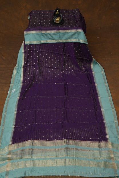 SEMI MYSORE CRAPE SAREE-BLUE