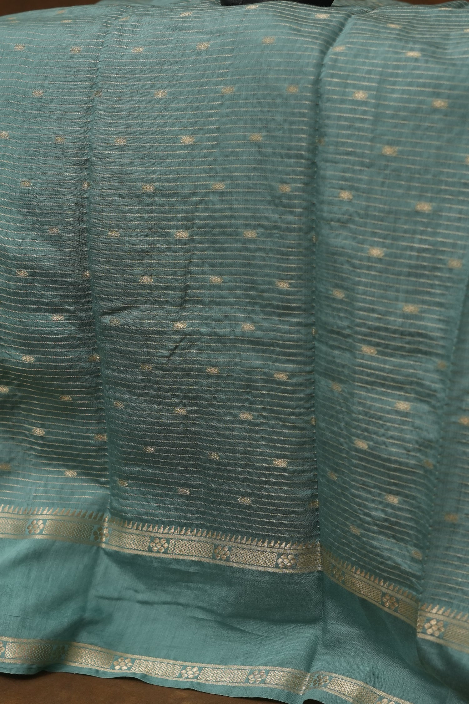 SEMI MYSORE CRAPE SAREE-BLUE