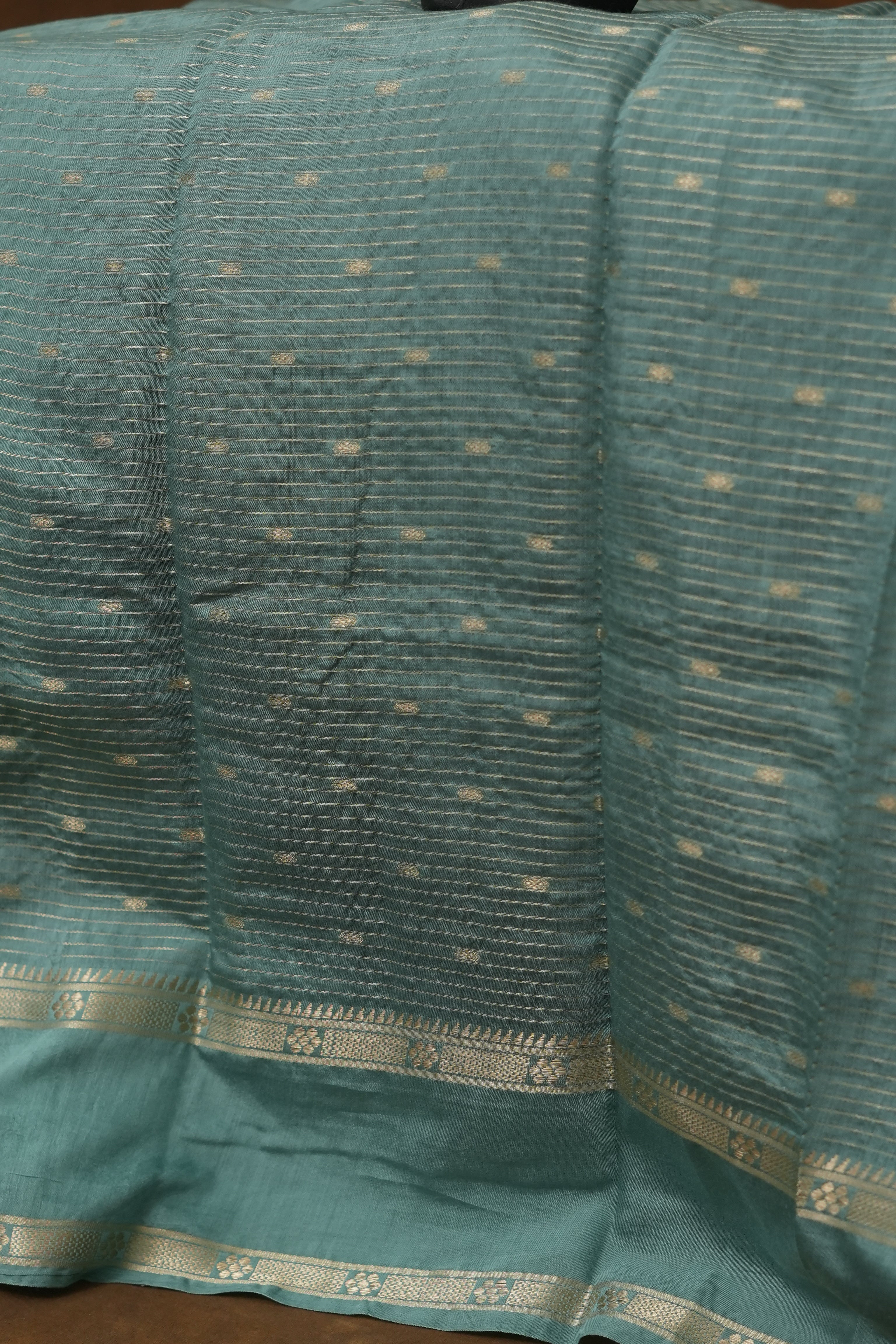 SEMI MYSORE CRAPE SAREE-BLUE