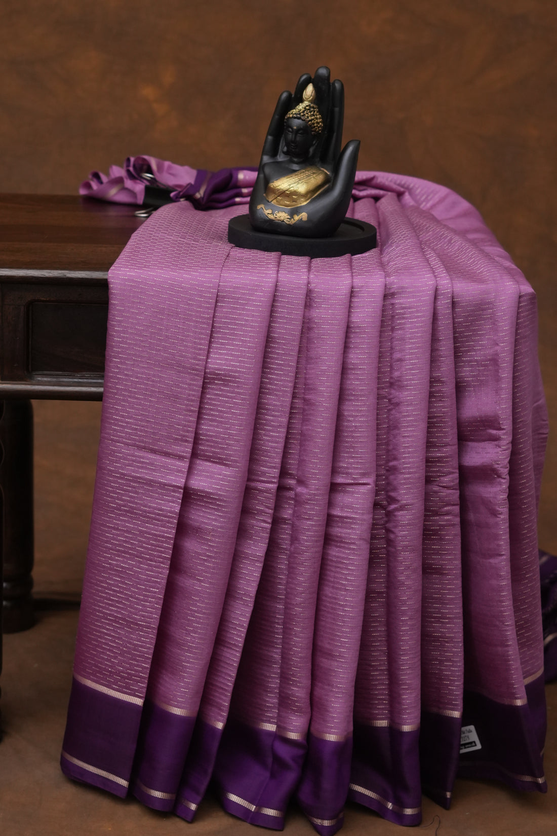 SEMI MYSORE CRAPE SAREE-PURPLE LAVENDER