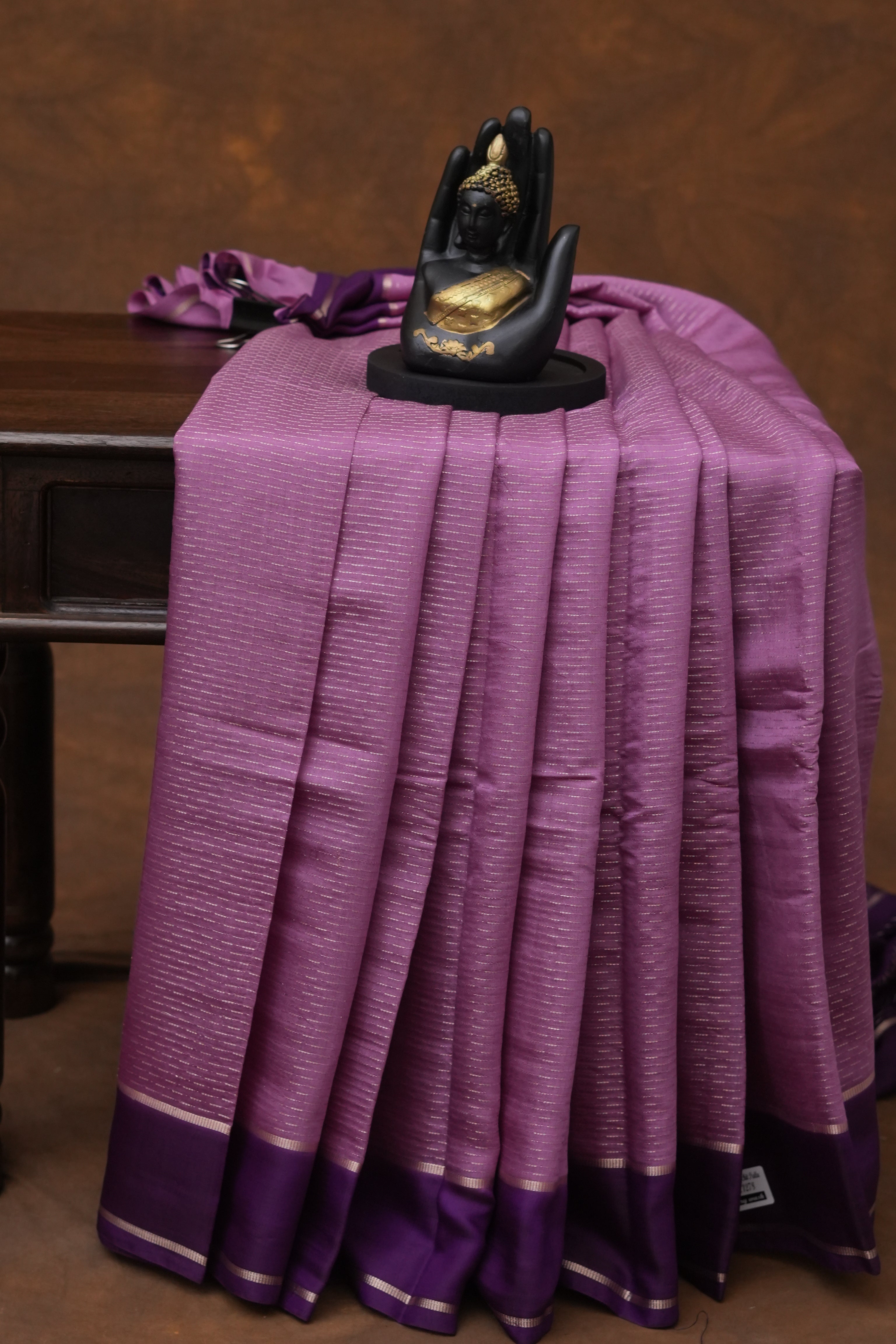 SEMI MYSORE CRAPE SAREE-PURPLE LAVENDER