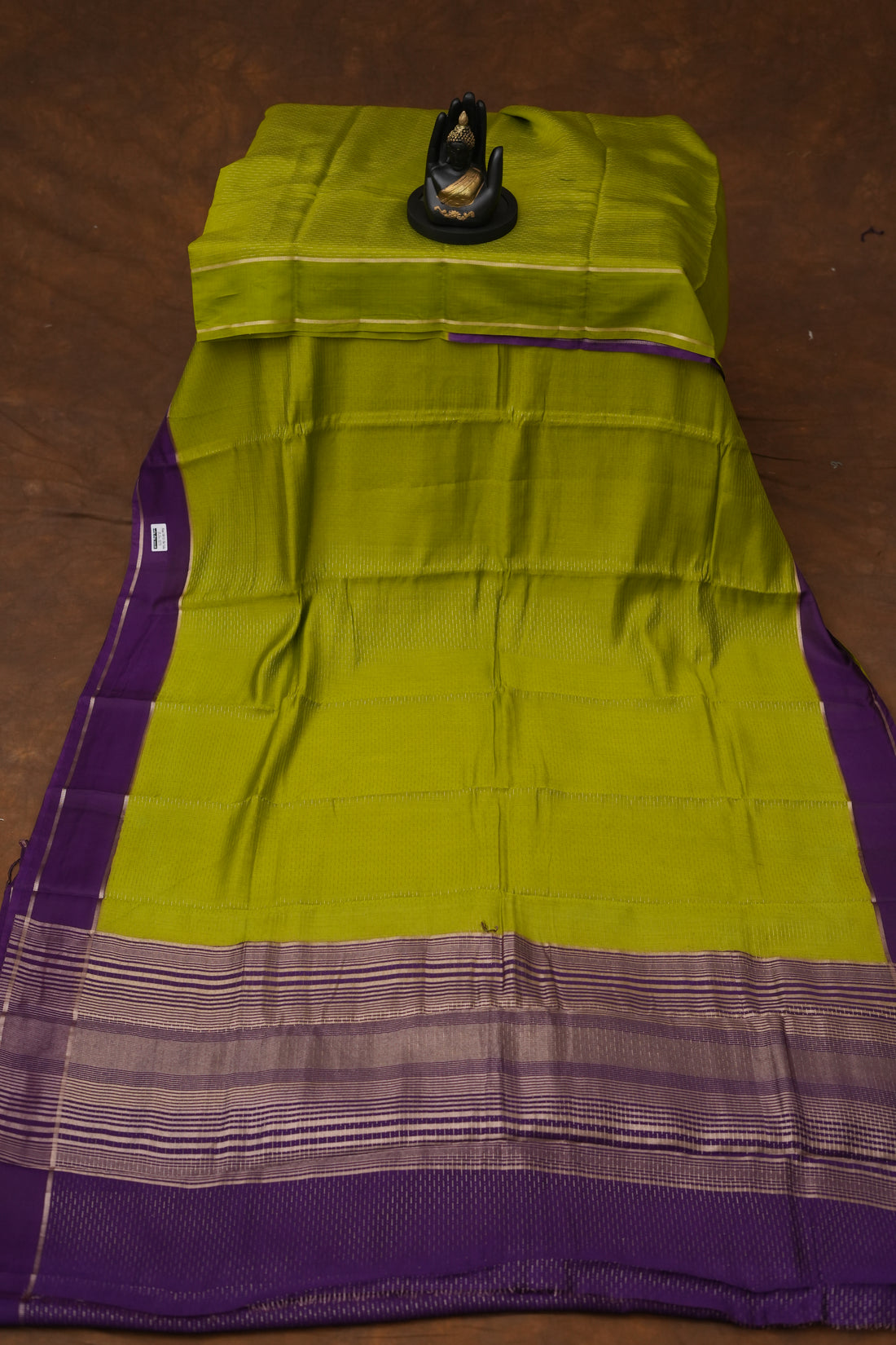 SEMI MYSORE CRAPE SAREE-LEMON GREEN