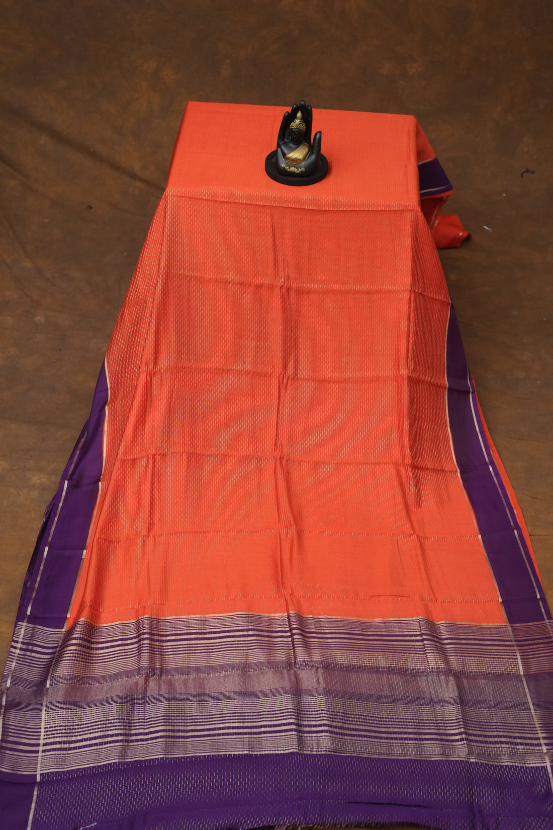 SEMI MYSORE CRAPE SAREE-ORANGE