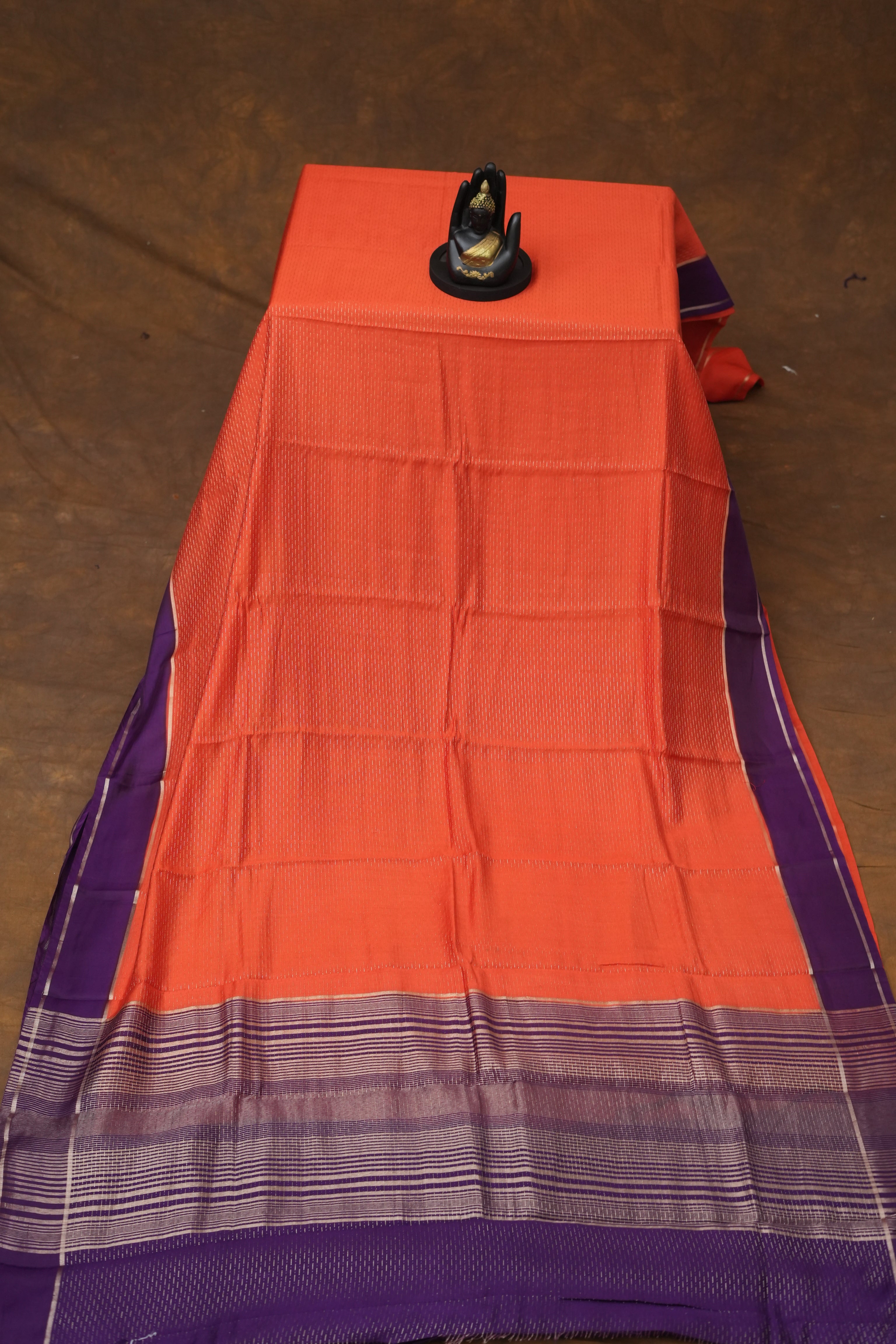 SEMI MYSORE CRAPE SAREE-ORANGE