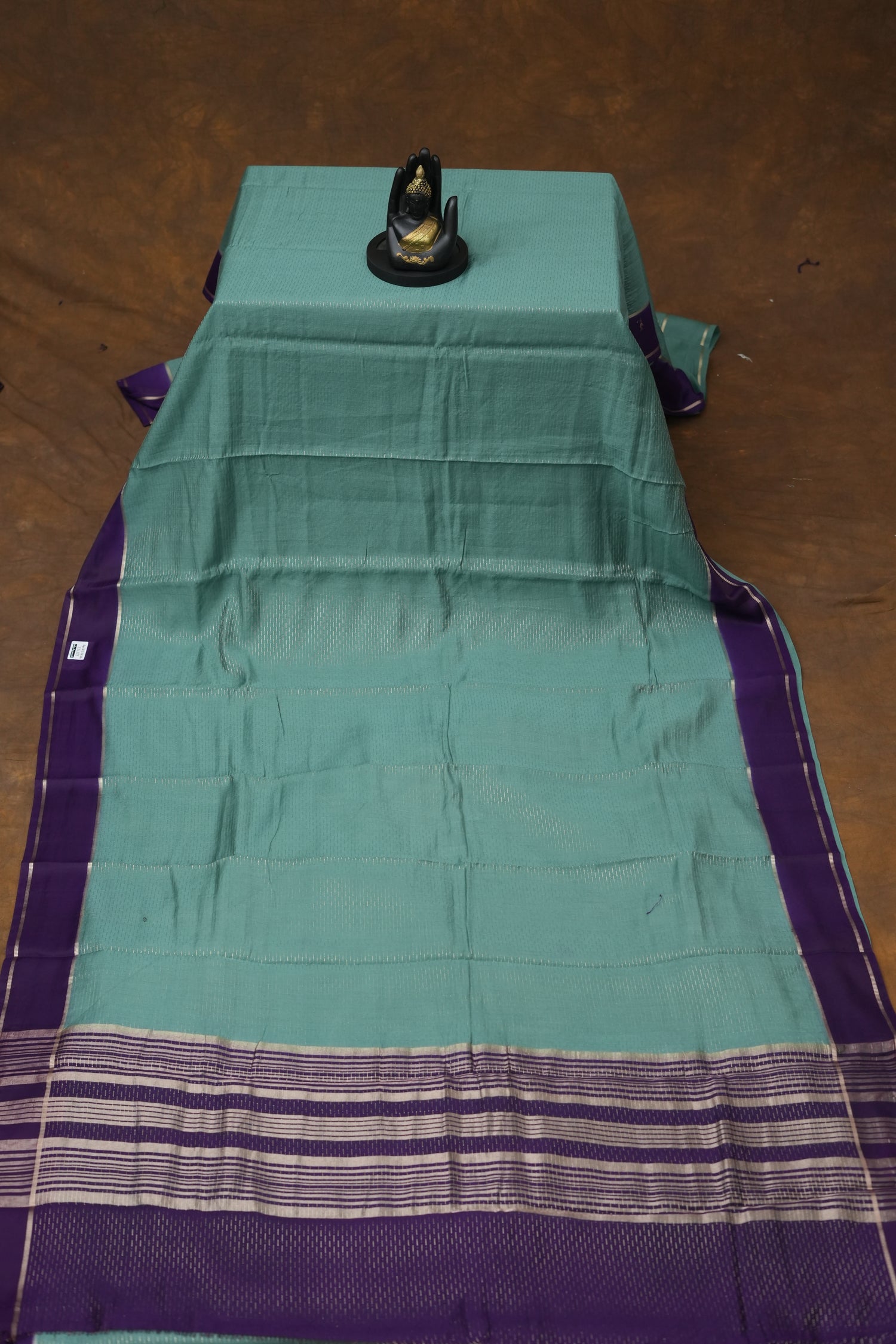 SEMI MYSORE CRAPE SAREE-SEA BLUE