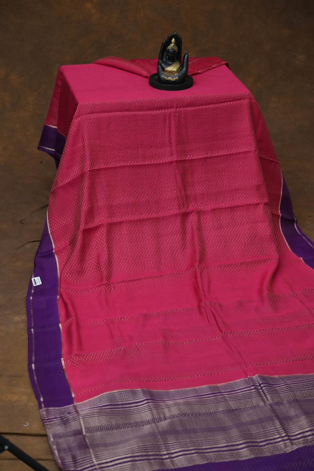 SEMI MYSORE CRAPE SAREE-BRIGHT PINK