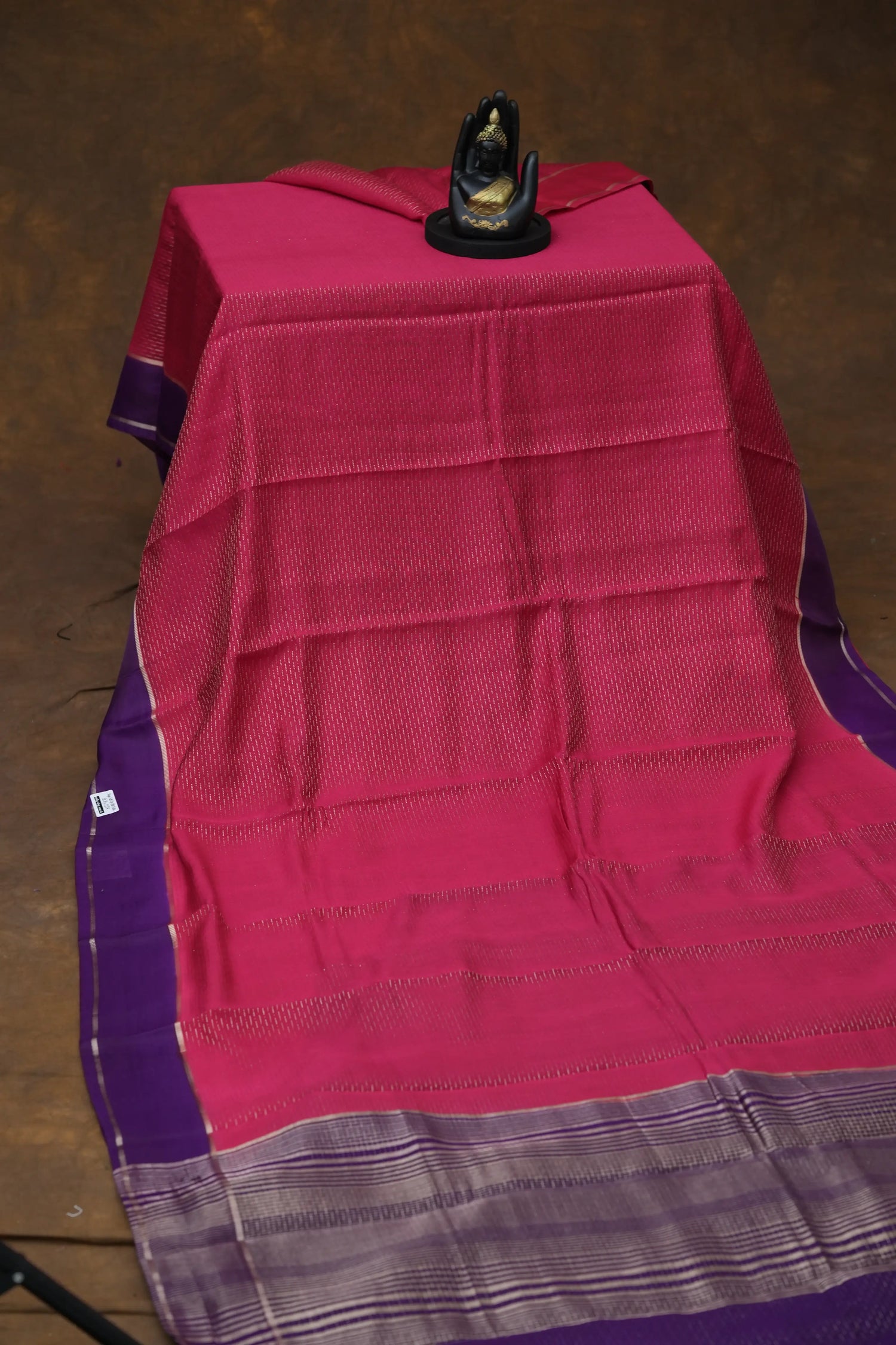 SEMI MYSORE CRAPE SAREE-BRIGHT PINK
