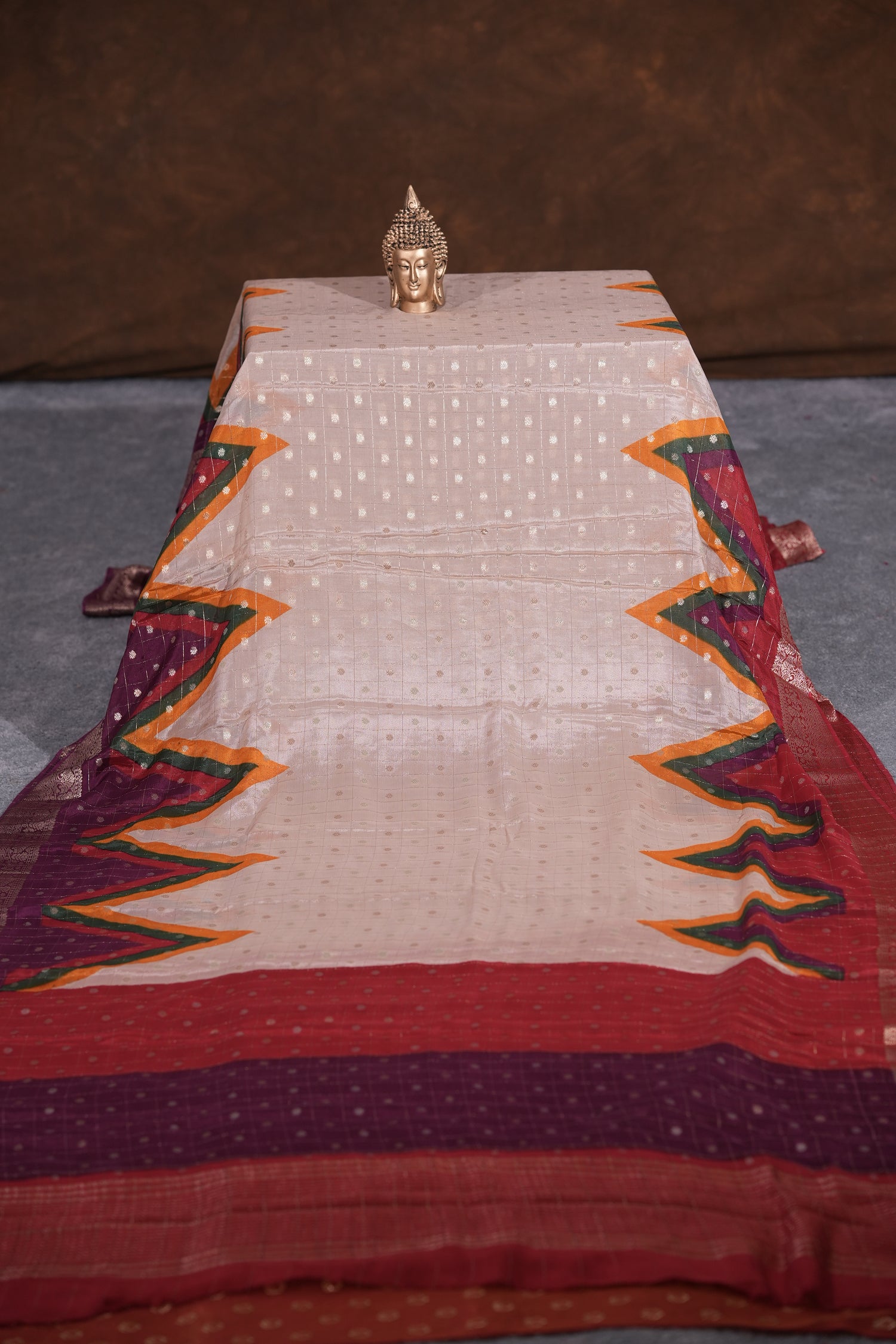 CHINNON GEORGETTE SAREE- HALF WHITE