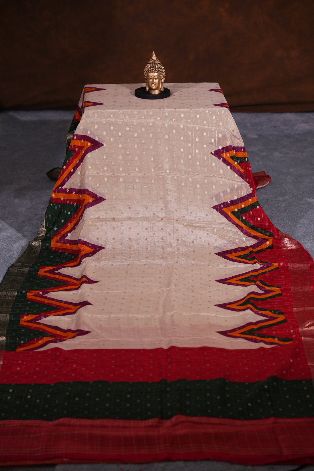 CHINNON GEORGETTE SAREE- HALF WHITE