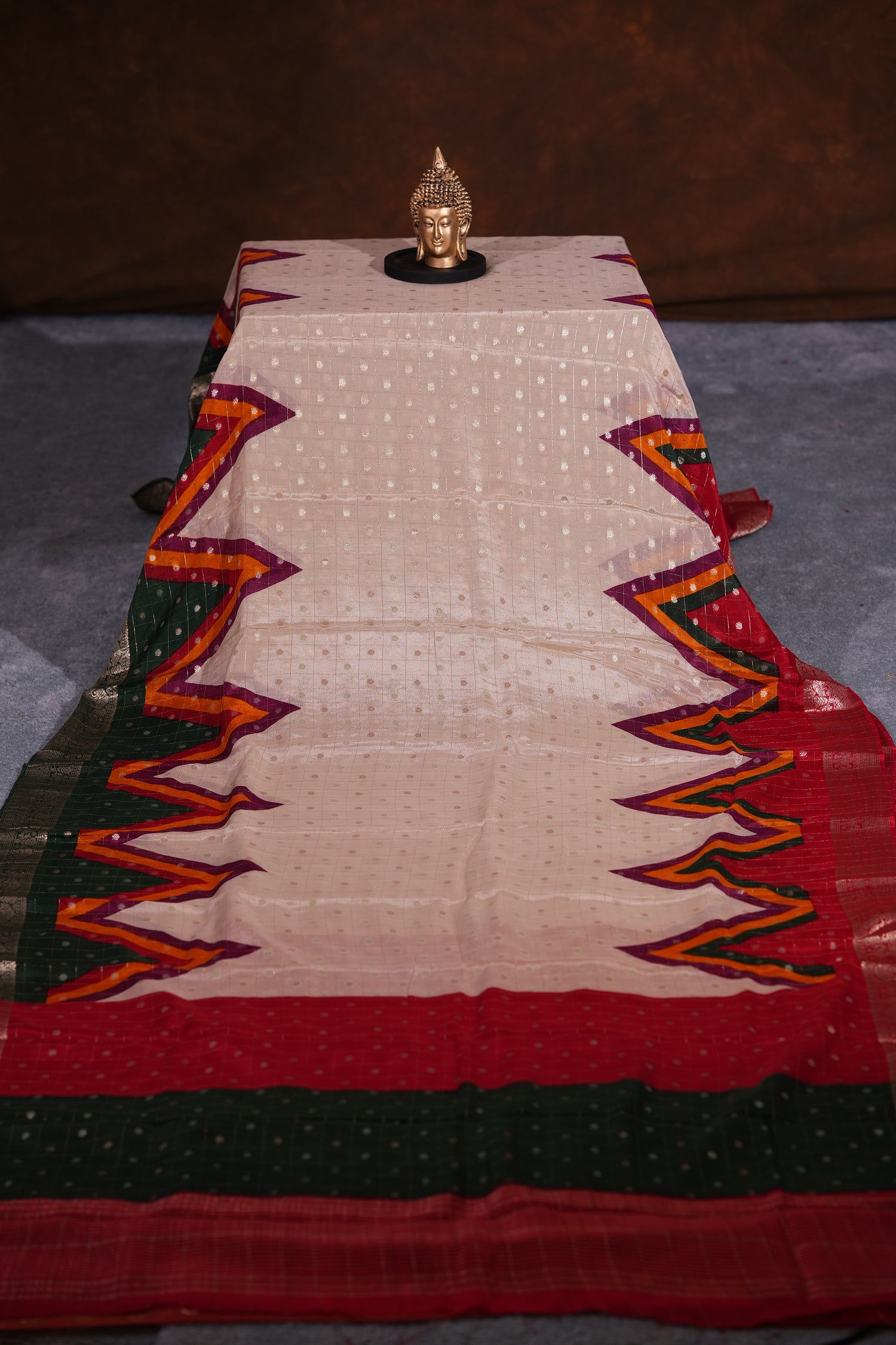 CHINNON GEORGETTE SAREE- HALF WHITE