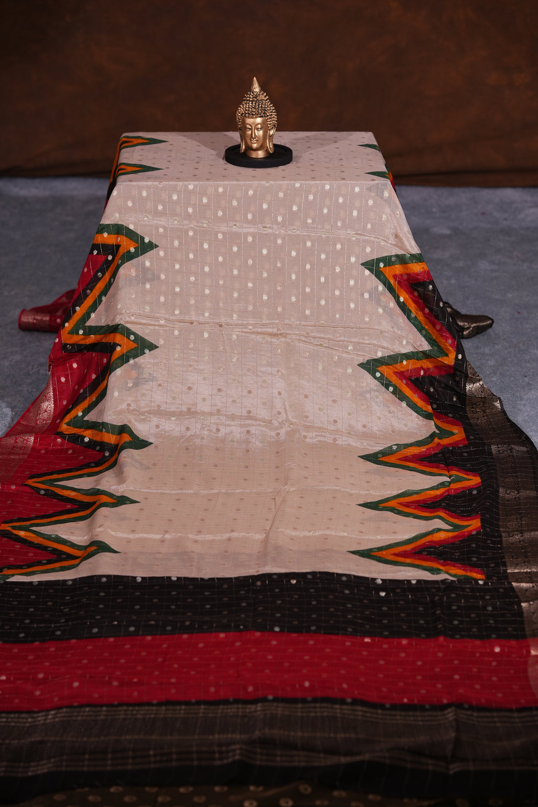 CHINNON GEORGETTE SAREE- HALF WHITE