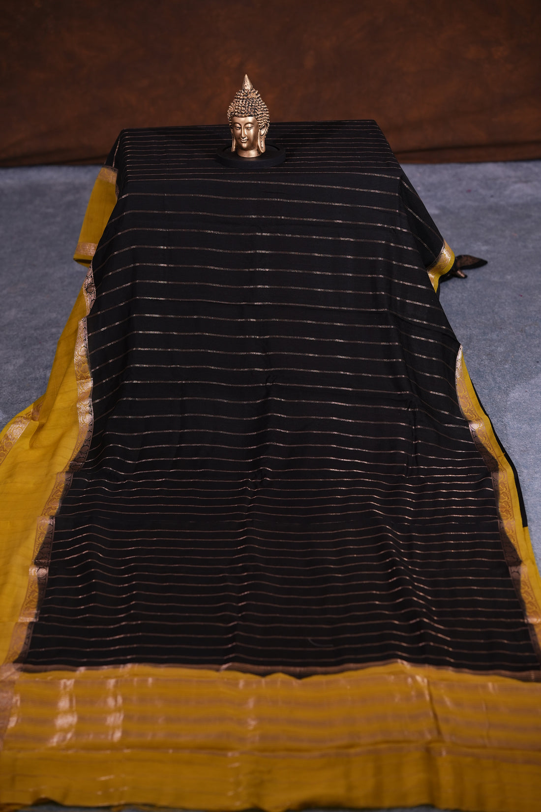 SEMI MYSORE CRAPE SAREE-BLACK