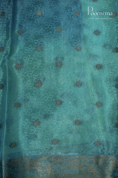 MULTI COLOUR - CRAPE SILK SHADED SAREES WITH ALLOVER ZARI BUTIS