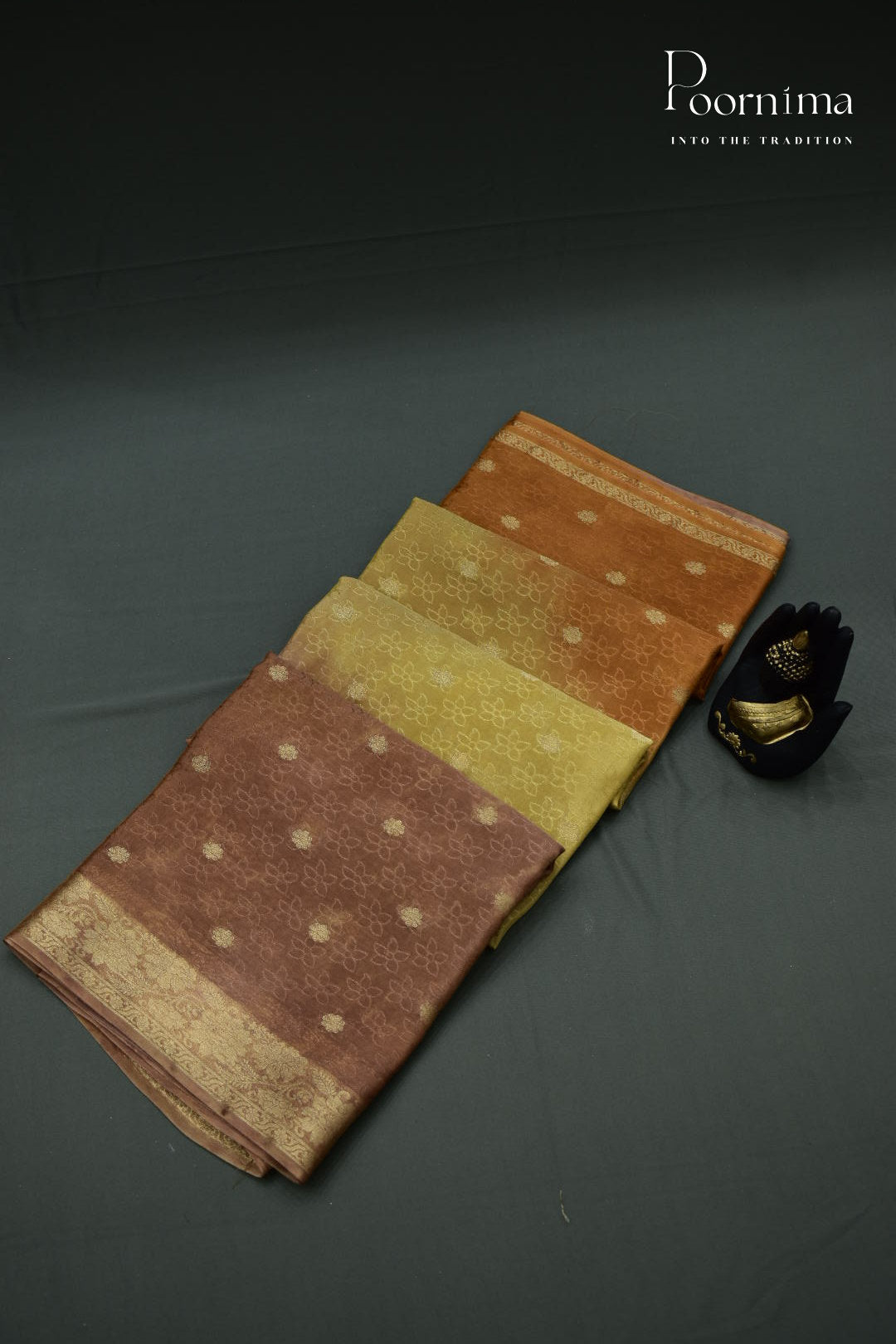 MULTI SHADED - CRAPE SILK SHADED SAREES WITH ALLOVER ZARI BUTIS