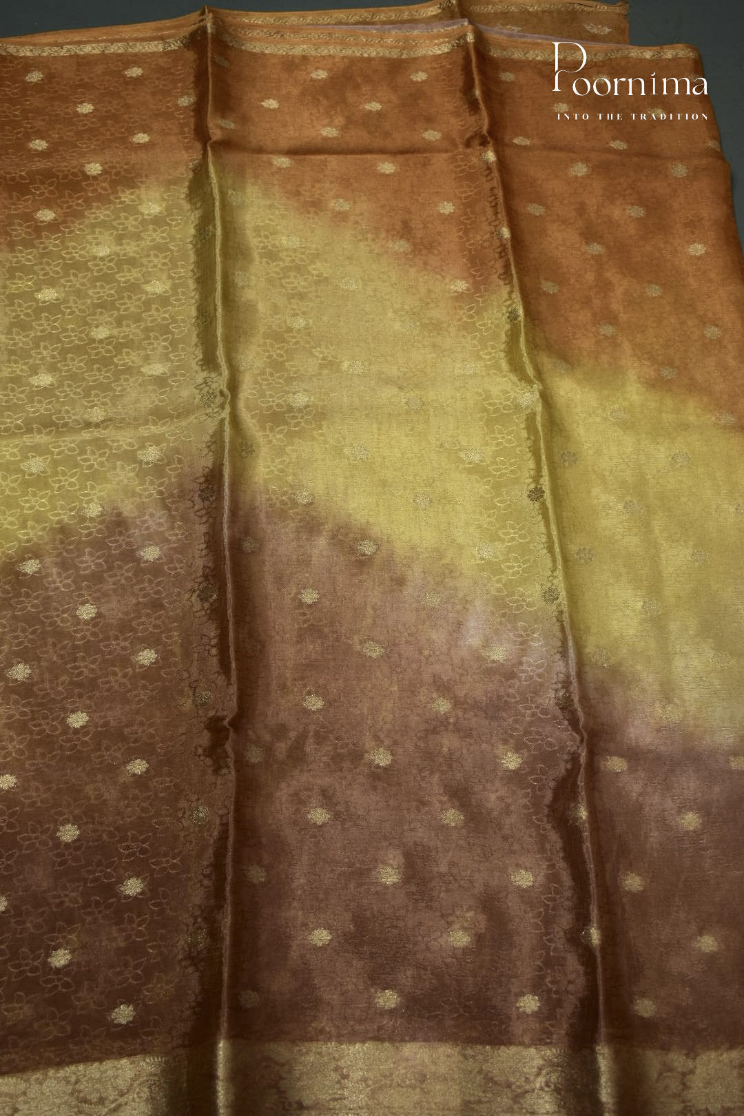 MULTI SHADED - CRAPE SILK SHADED SAREES WITH ALLOVER ZARI BUTIS