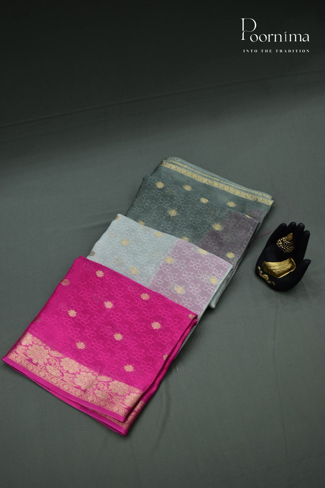 MULTI SHADED - CRAPE SILK SHADED SAREES WITH ALLOVER ZARI BUTIS