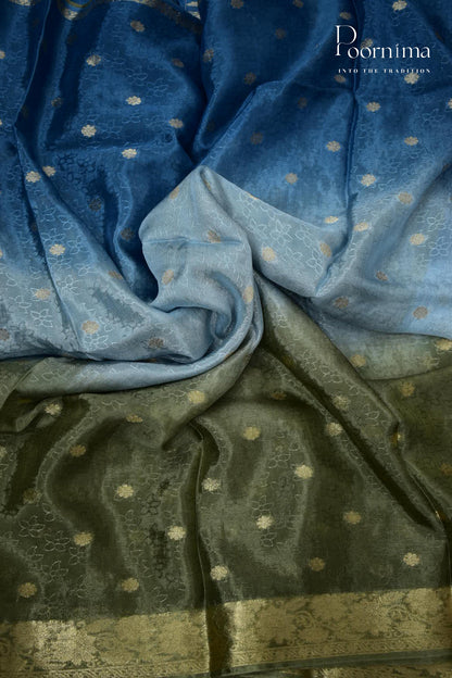 MULTI SHADED - CRAPE SILK SHADED SAREES WITH ALLOVER ZARI BUTIS