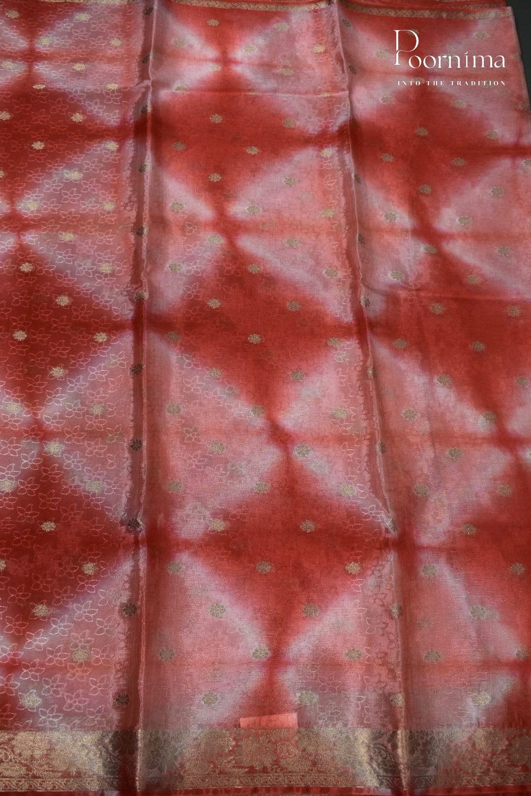 PEACH - CRAPE SILK SHADED SAREES WITH ALLOVER ZARI BUTIS