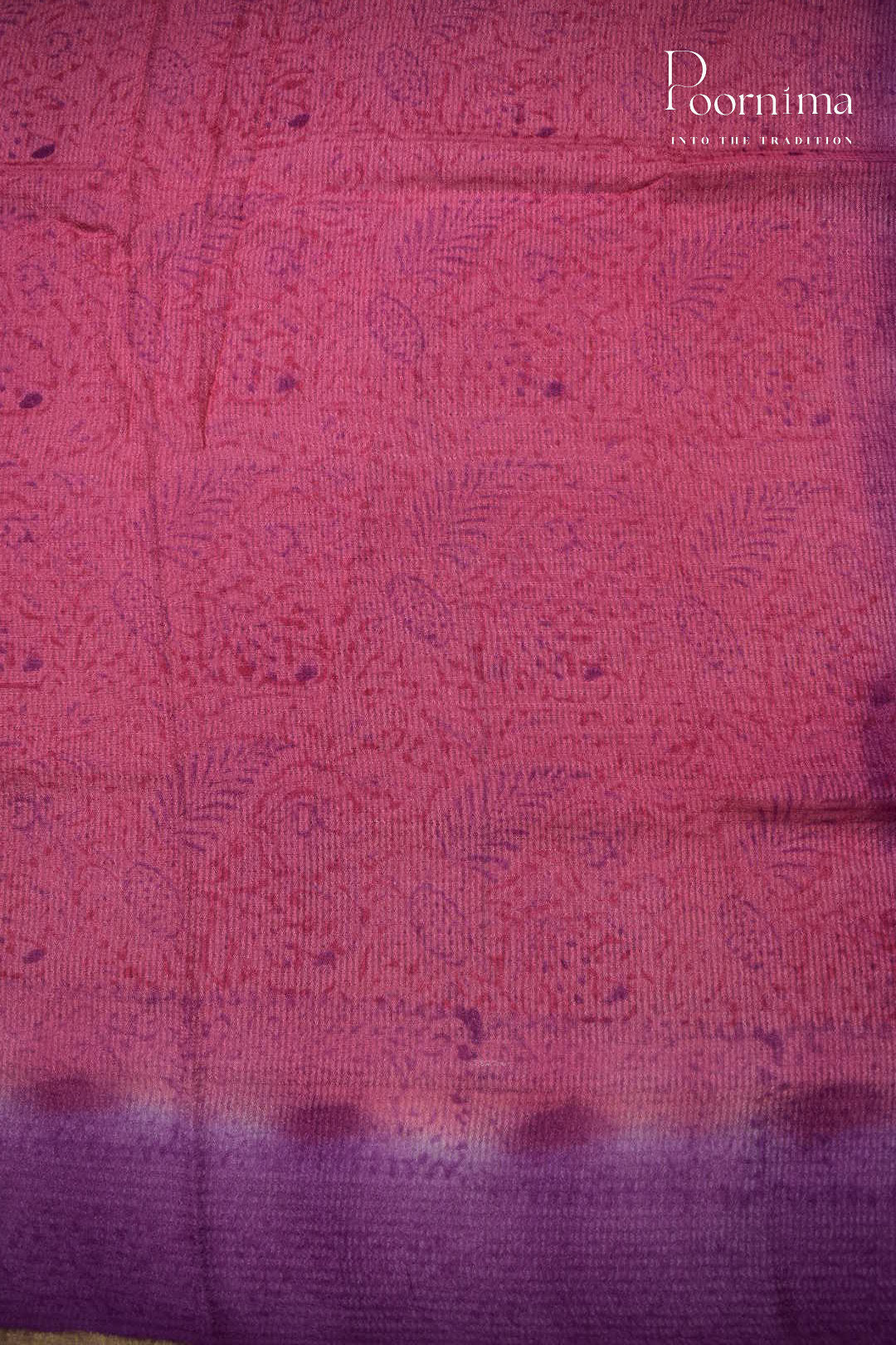 PEACH &amp; LAVENDER - CHECKS GEORGETTE BLOCK PRINTED SAREES