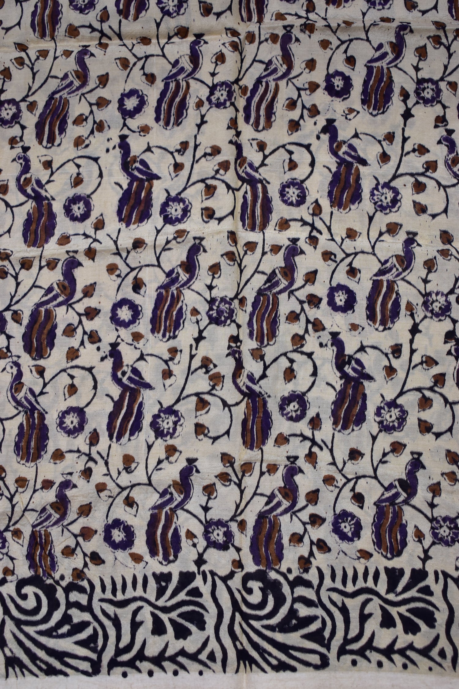 BLUE-KHADI SILK KALAMKARI PRINT SAREE