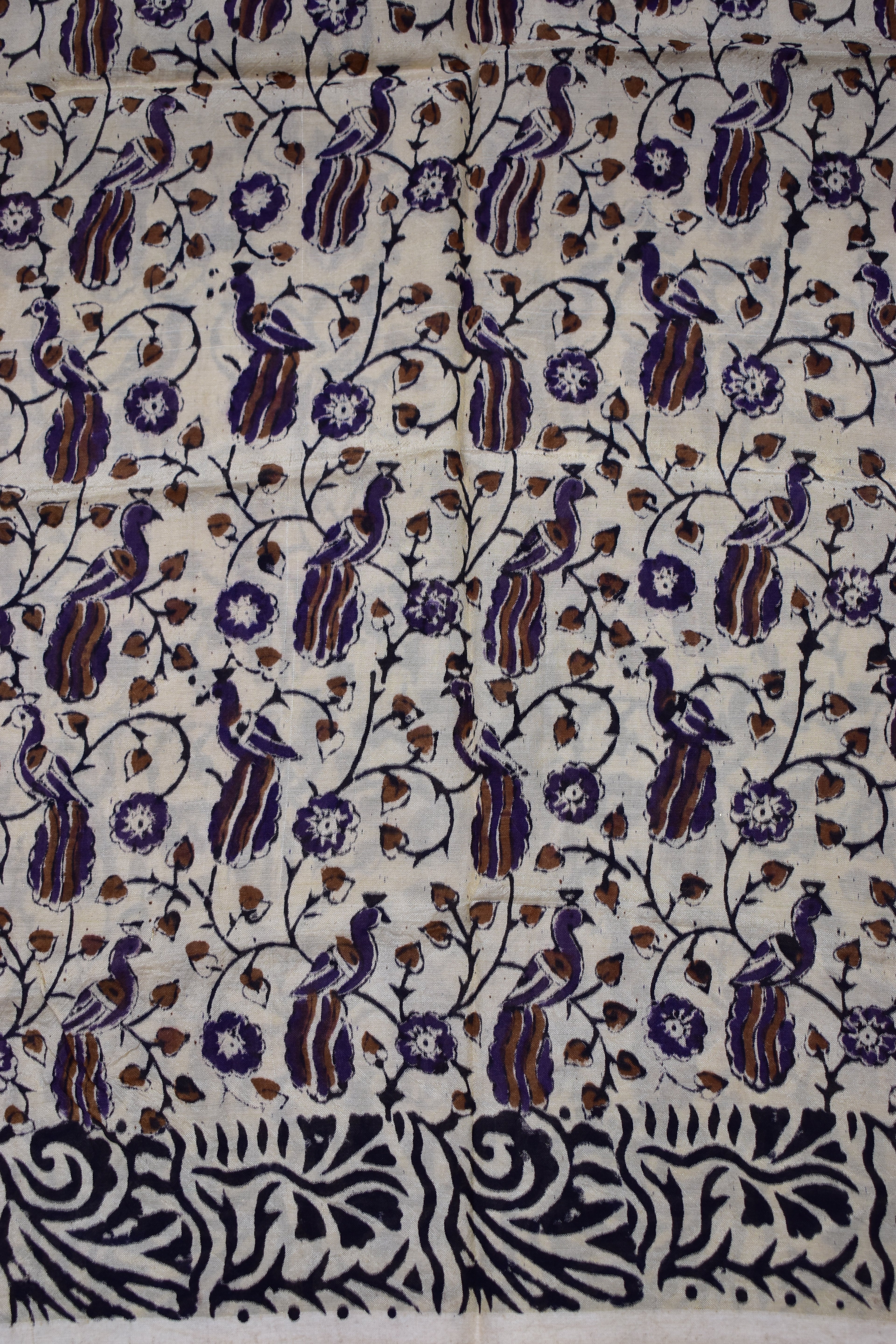 BLUE-KHADI SILK KALAMKARI PRINT SAREE