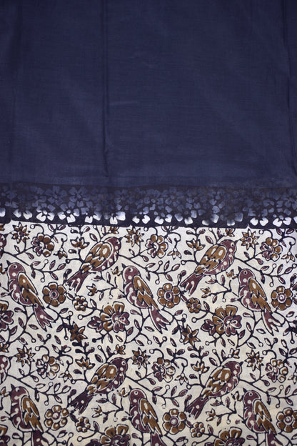 BLACK-KHADI SILK KALAMKARI PRINT SAREE