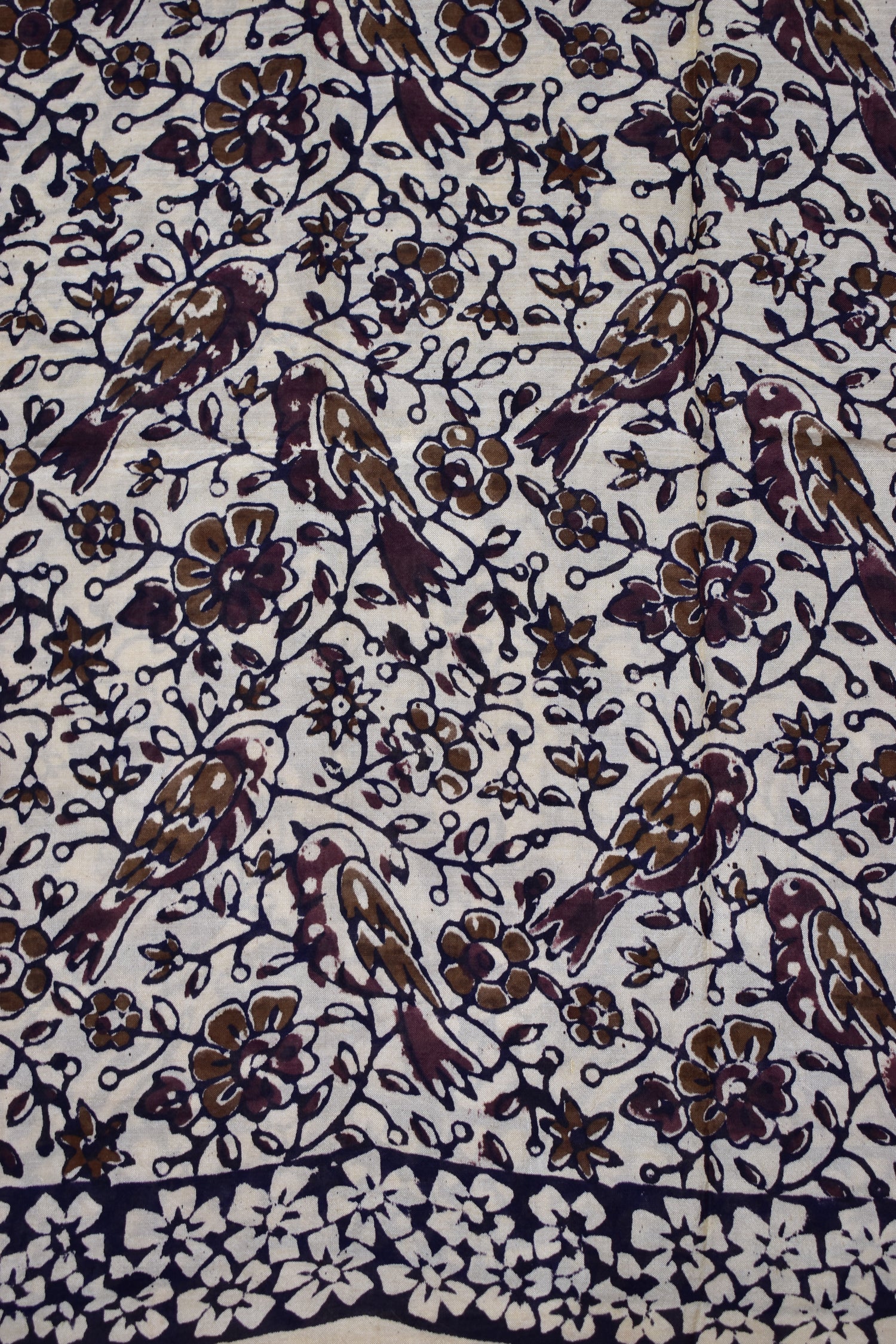 BLACK-KHADI SILK KALAMKARI PRINT SAREE