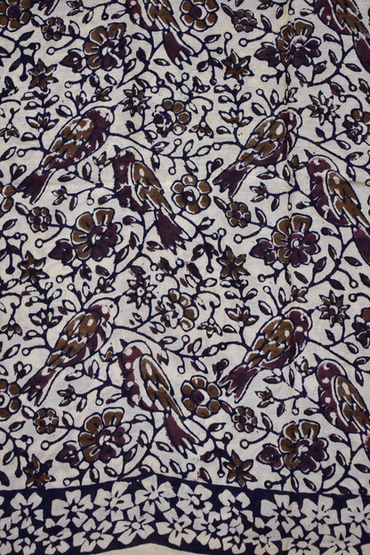 BLACK-KHADI SILK KALAMKARI PRINT SAREE