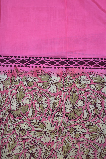 PINK-KHADI SILK KALAMKARI PRINT SAREE