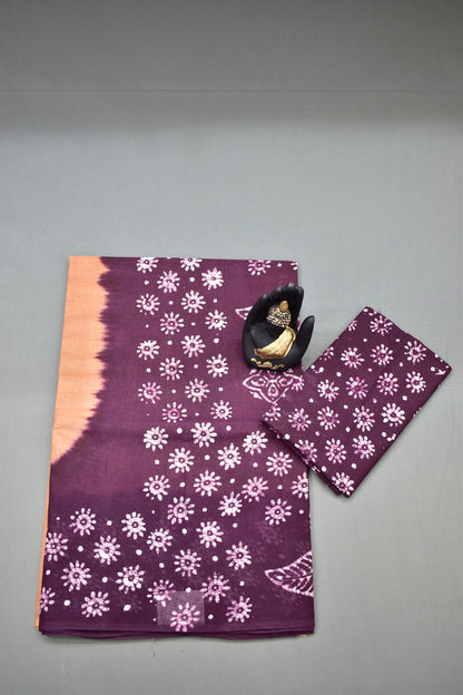 ORANGE PEACH-COTTON SAREE